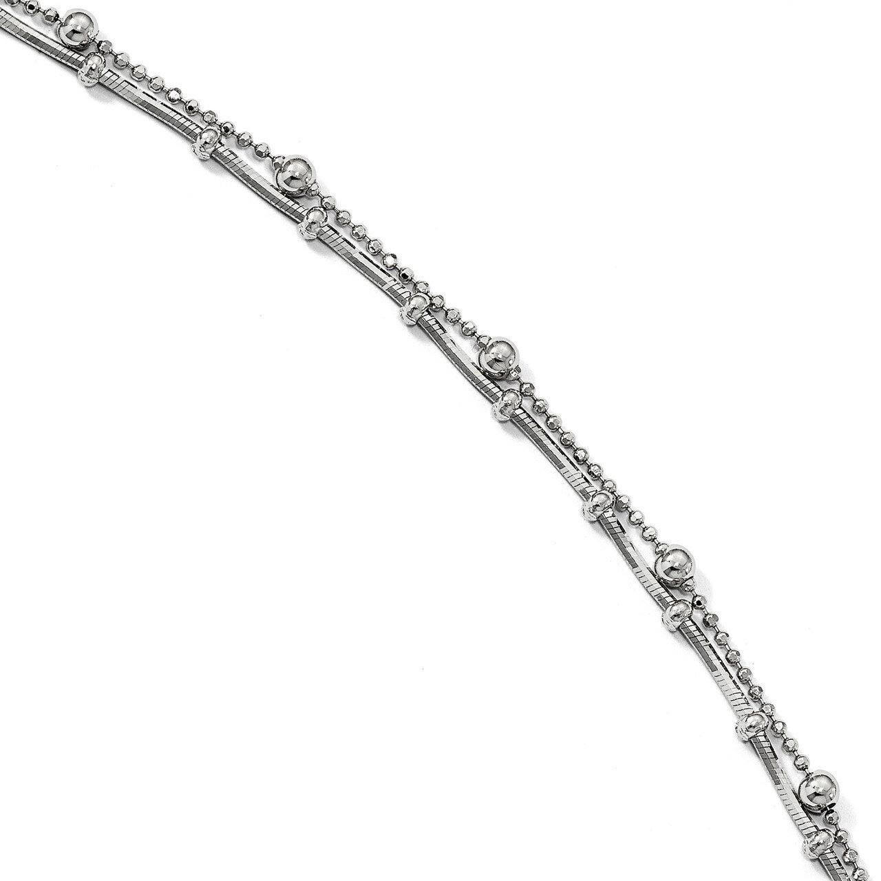 Double Strand with 0.5 inch Extender Anklet 9 Inch Sterling Silver HB-QLF835-9