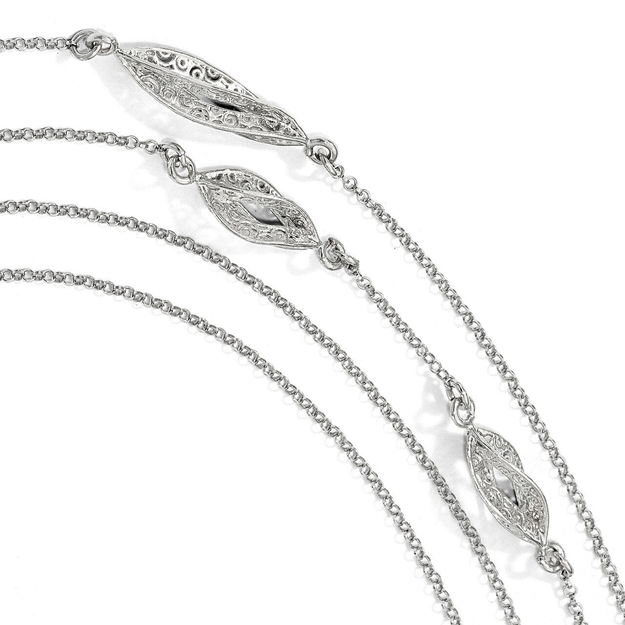 Filigree Multi-strand Fancy Necklace 30 Inch Sterling Silver Polished HB-QLF848-30