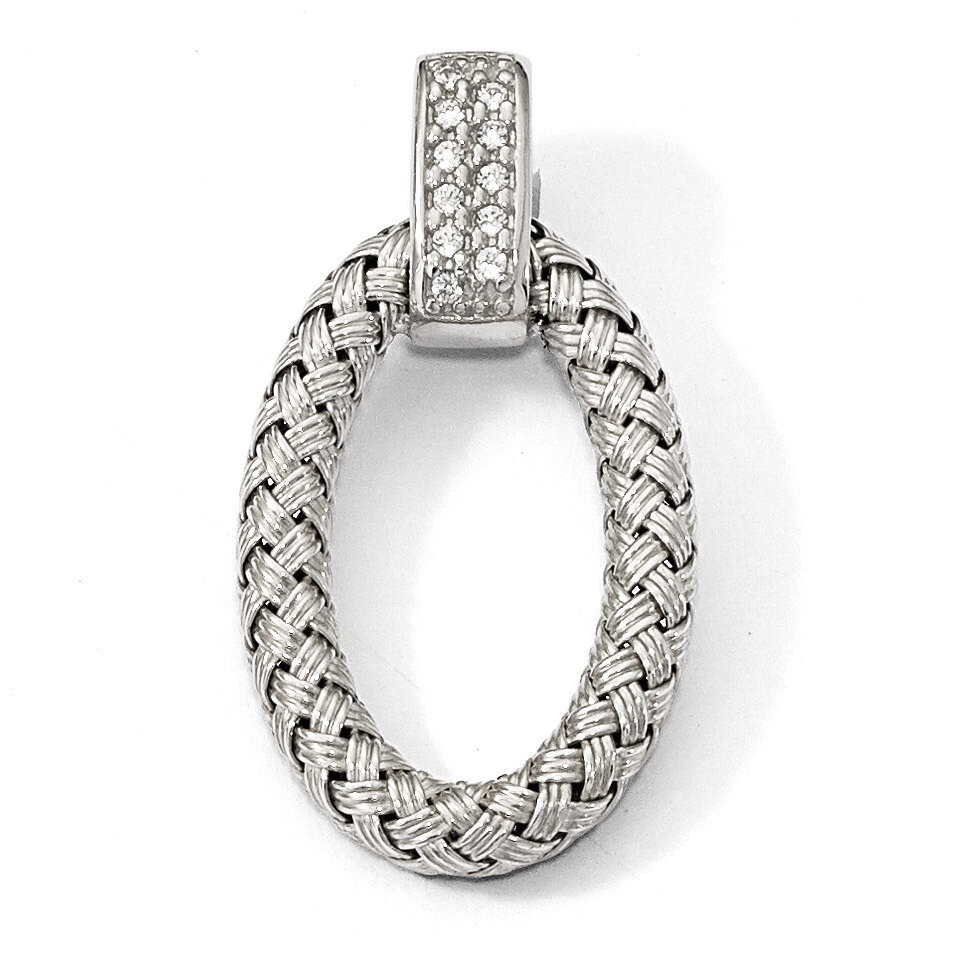 Leslie&#39;s CZ Braided Oval Pendant Sterling Silver Polished HB-QLF863, MPN: QLF863, 196904082843