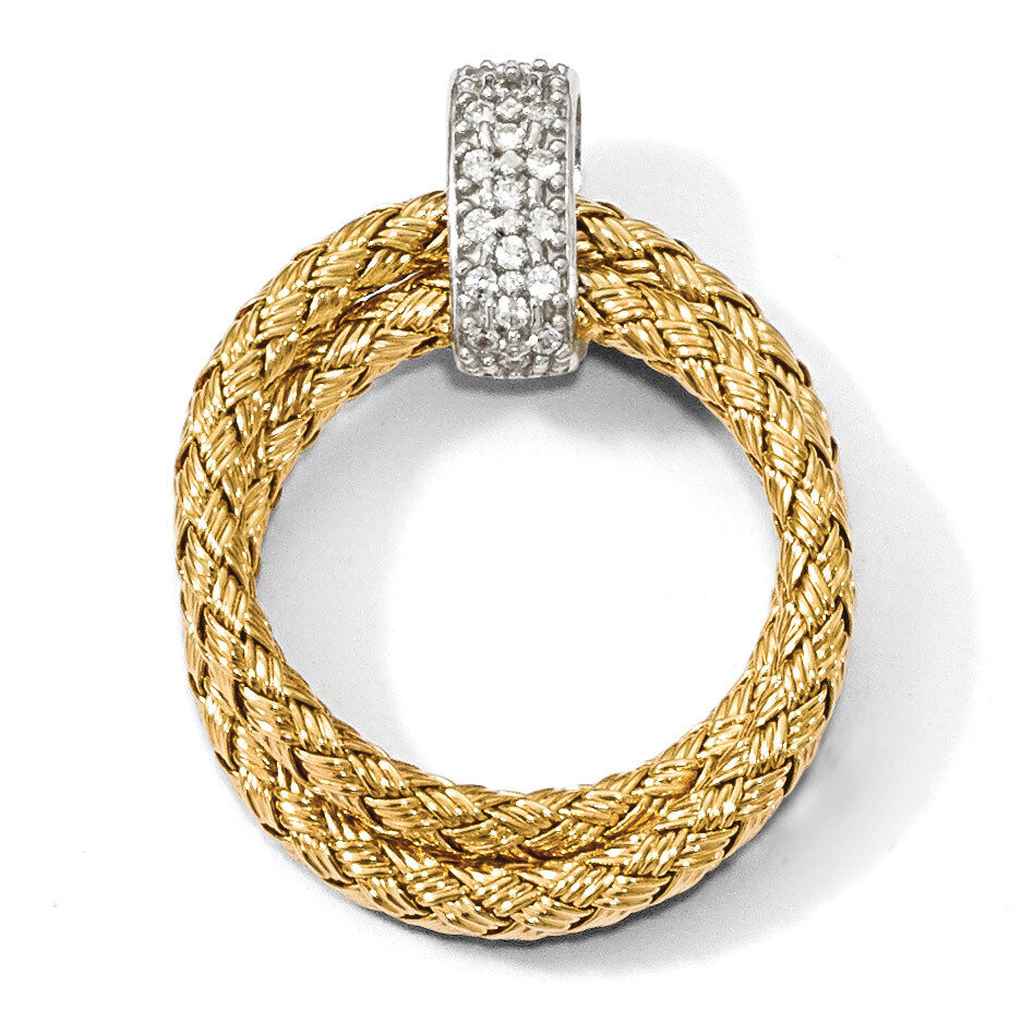 Leslie&#39;s Yellow Rhodium &amp; CZ Braided Pendant Sterling Silver HB-QLF864, MPN: QLF864, 196904085448