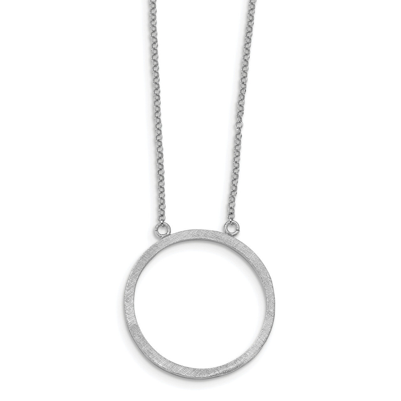 Circle with 2 inch Extender Necklace 18 Inch Sterling Silver Rhodium HB-QLF925-18