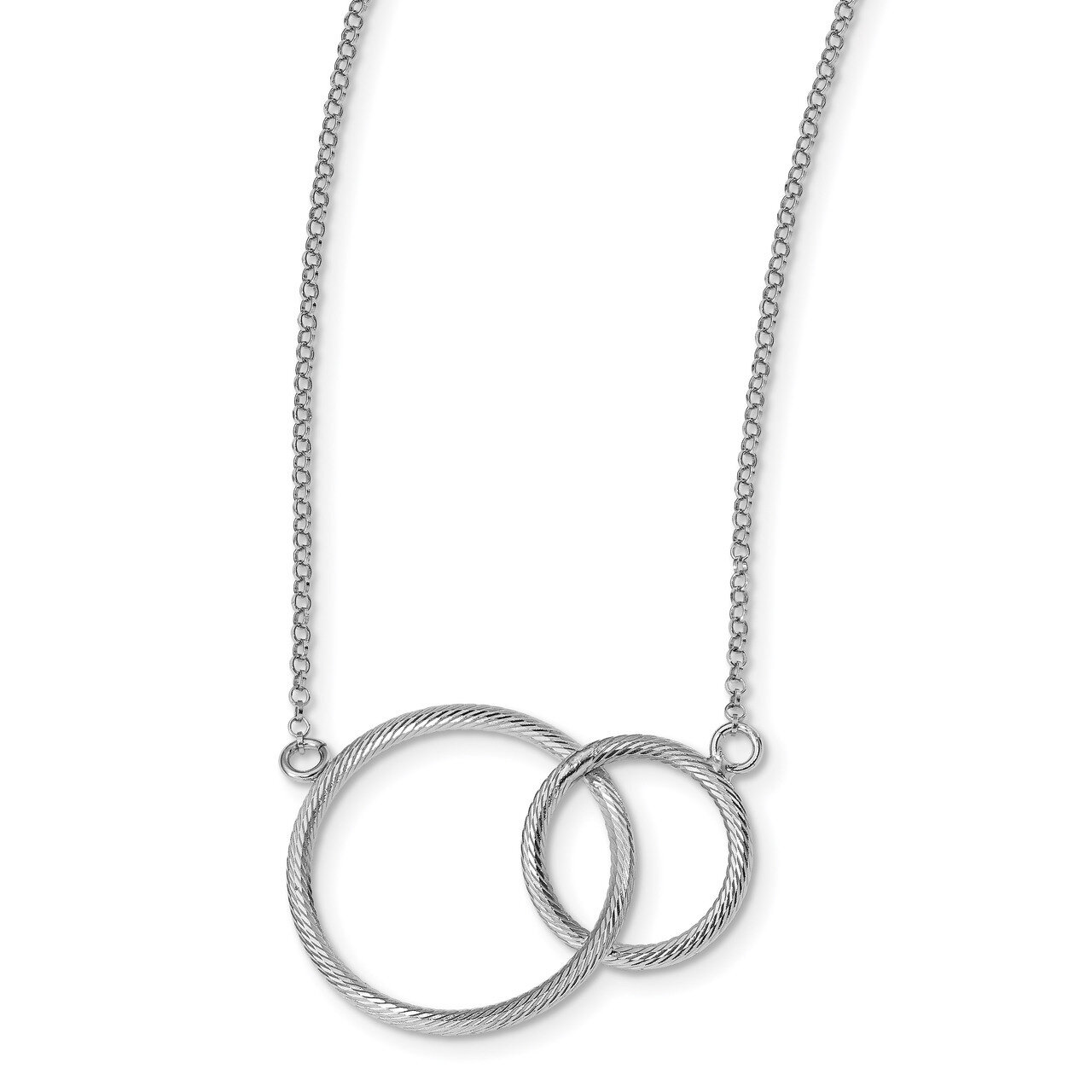 Leslie&#39;s Intertwined Circles with 2 inch Extender Necklace 18 Inch Sterling Silver Rhodium HB-QLF92…