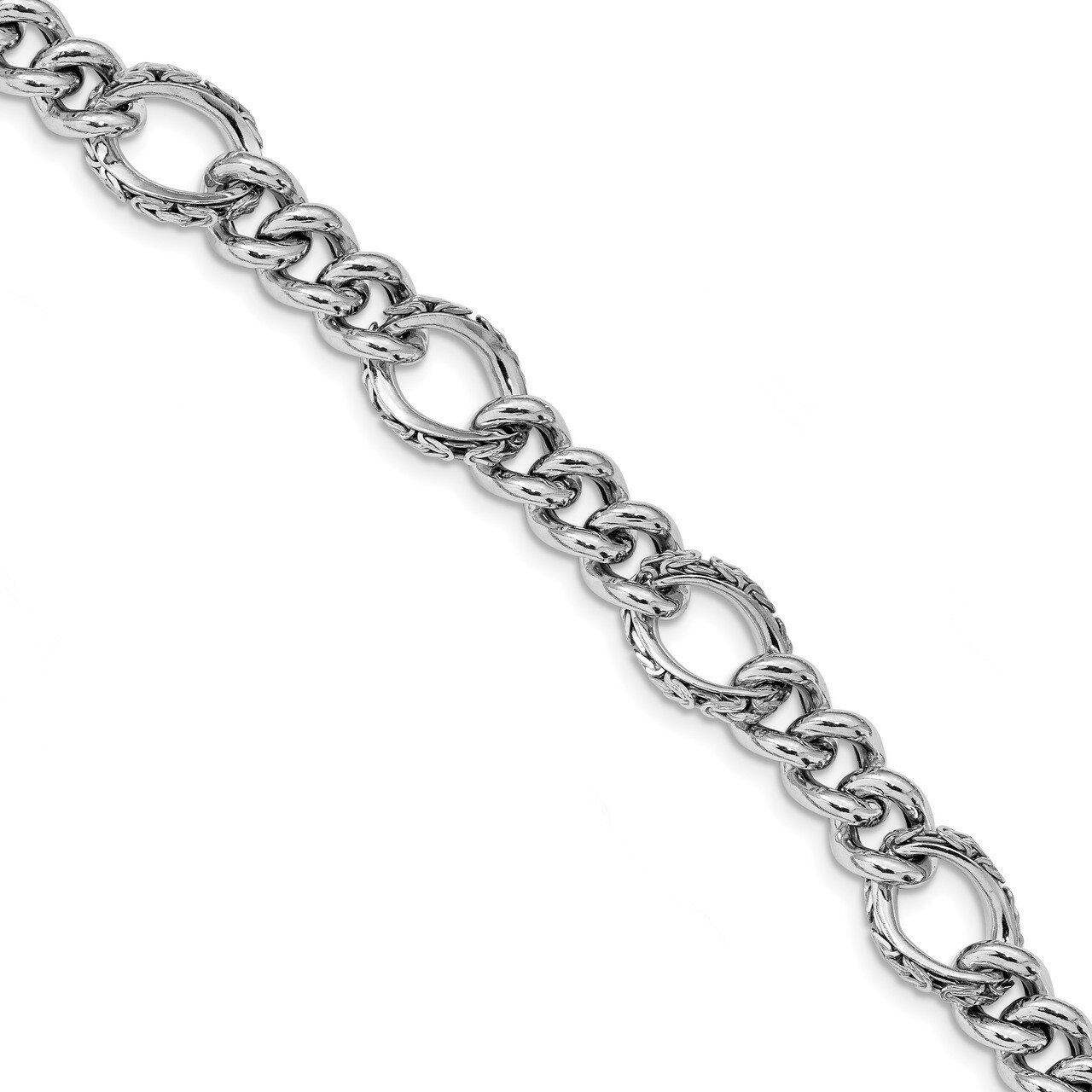 Leslie&#39;s Textured Fancy Link Bracelet 8 Inch Sterling Silver Polished HB-QLF933-8, MPN: QLF933-8, 1…