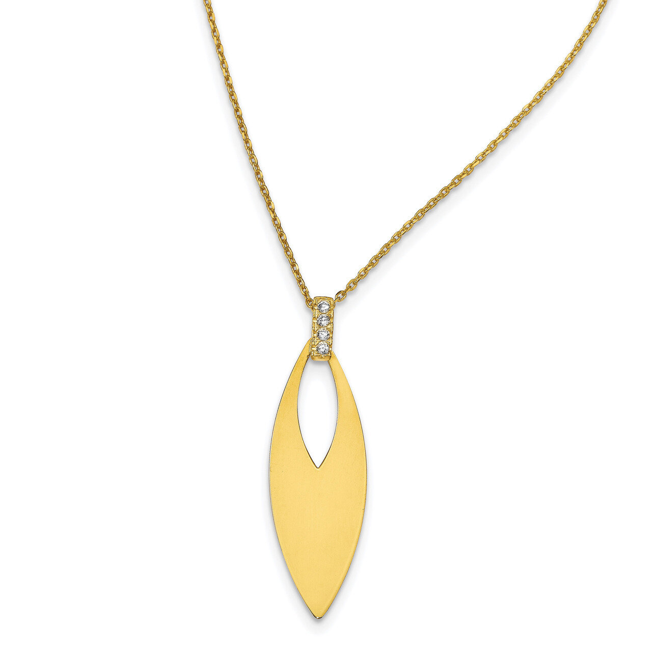 Yellow Rhodium Polished Crystal with 1 inch Extender Necklace 16.5 Inch Sterling Silver HB-QLF946-16.5