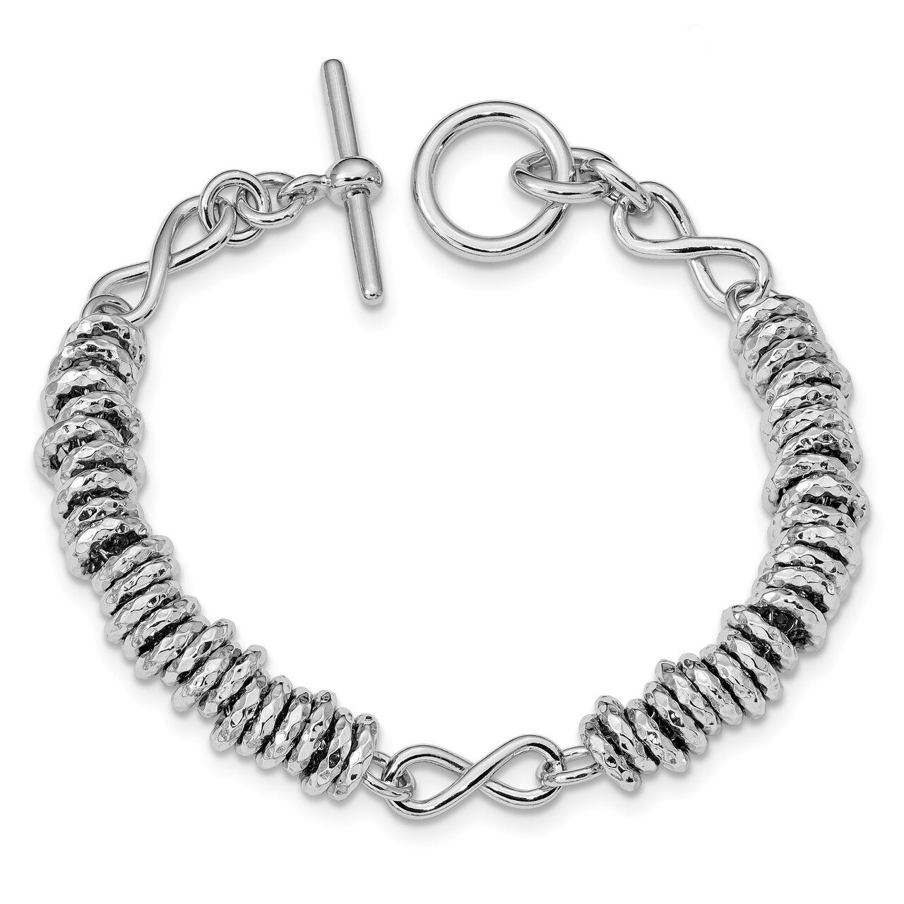 Textured Infinity Toggle Bracelet 7.75 Inch Sterling Silver Polished HB-QLF965-7.75