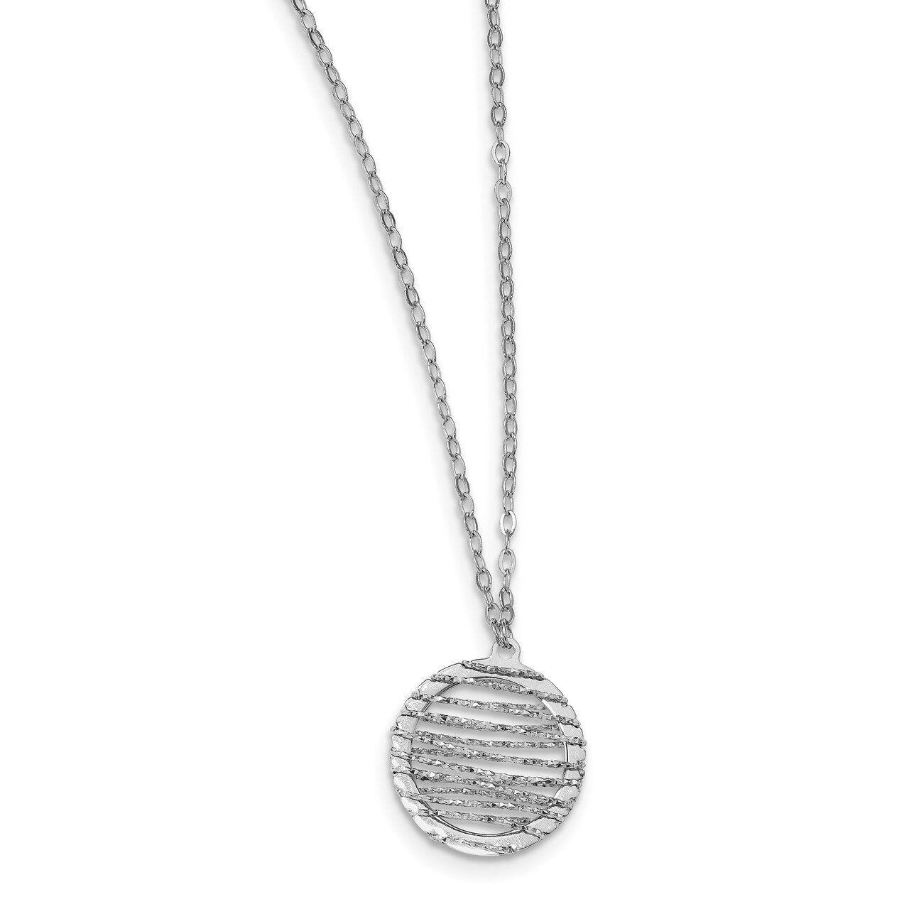 Leslie&#39;s Diamond-cut Open Center with 1 inch Extender Necklace 18 Inch Sterling Silver Polished HB-…