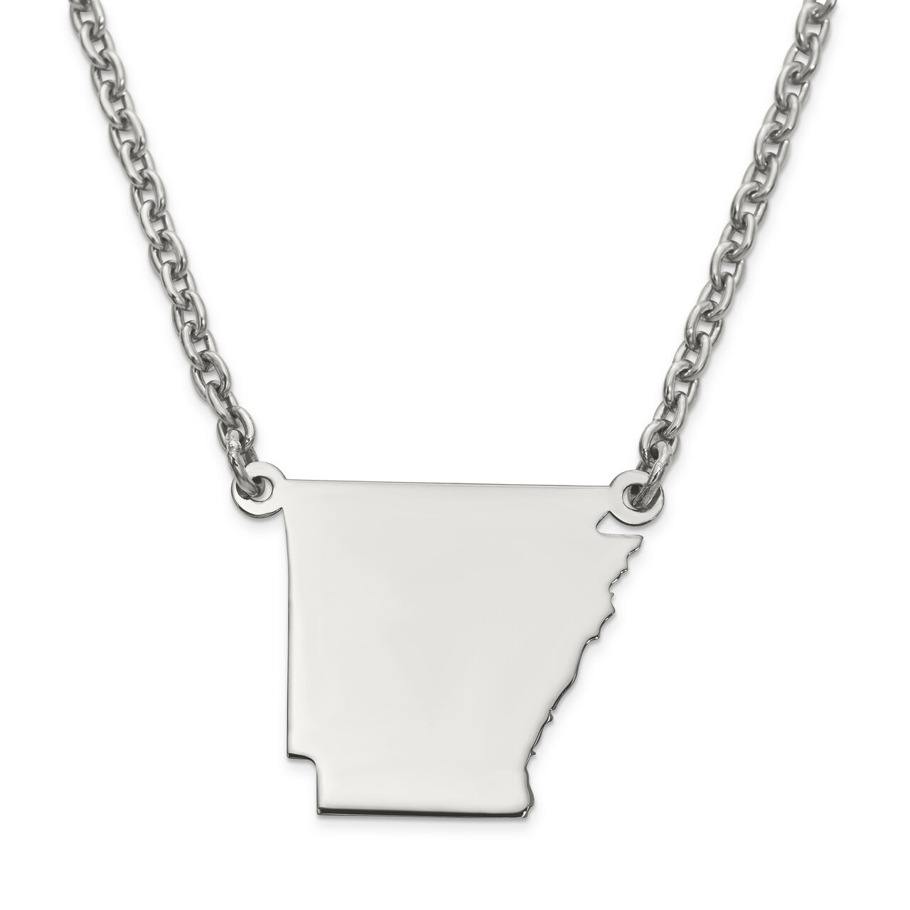 Arkansas State Pendant Necklace with Chain Sterling Silver Engravable XNA706SS-AR