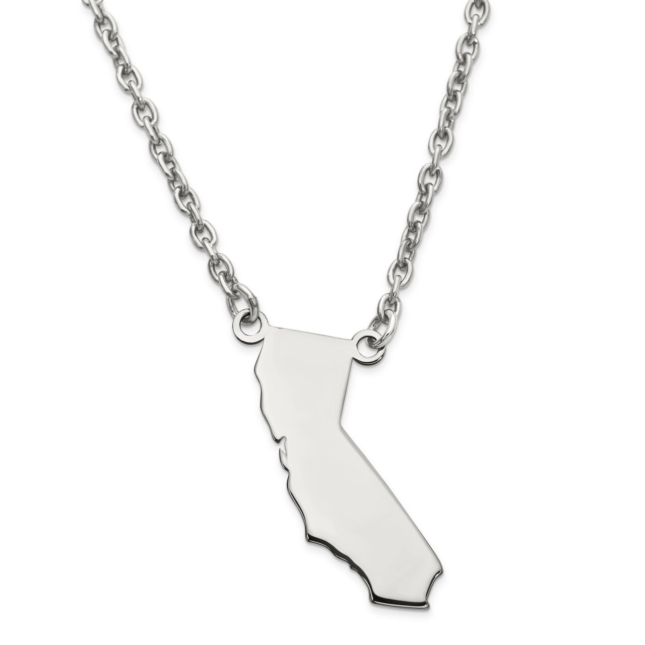 California State Pendant Necklace with Chain Sterling Silver Engravable XNA706SS-CA