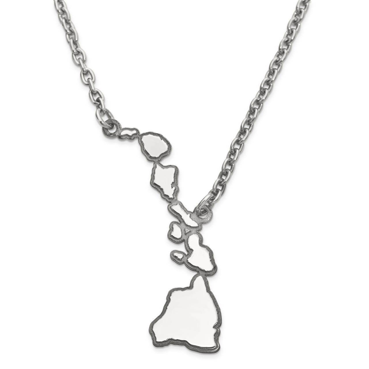 Hawaii State Pendant Necklace with Chain Sterling Silver Engravable XNA706SS-HI