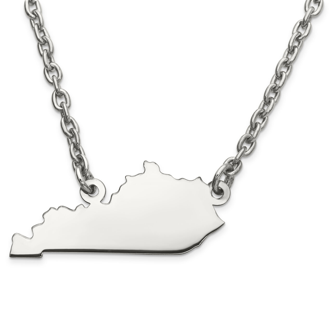Kentucky State Pendant Necklace with Chain Sterling Silver Engravable XNA706SS-KY