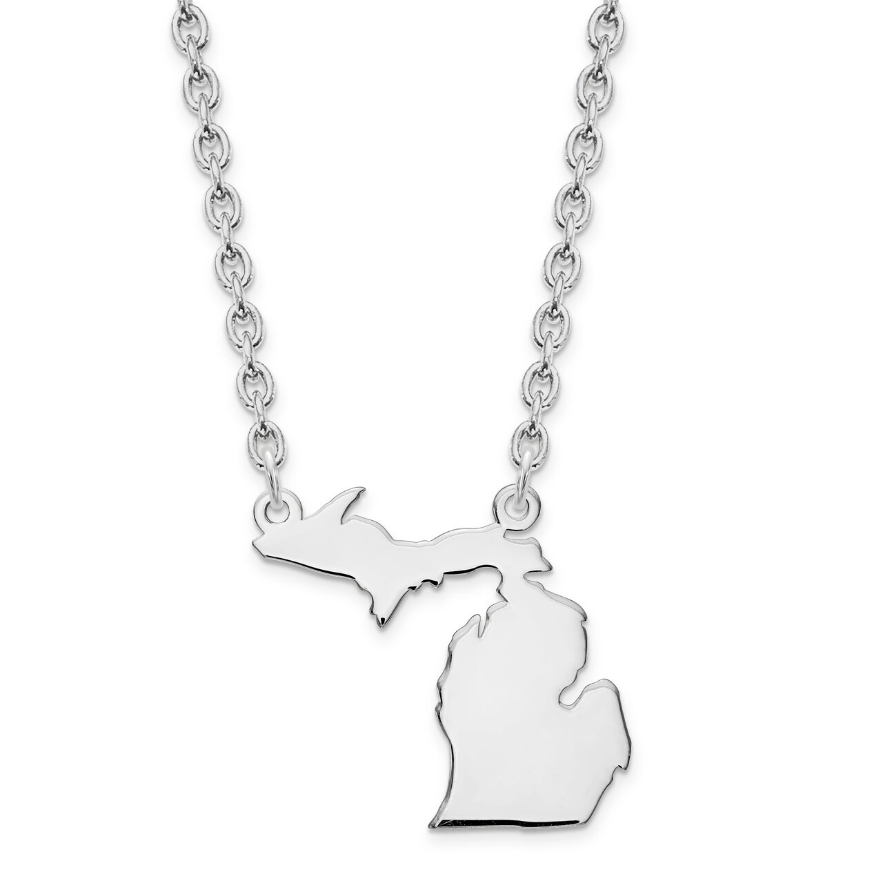 Michigan State Pendant Necklace with Chain Sterling Silver Engravable XNA706SS-MI