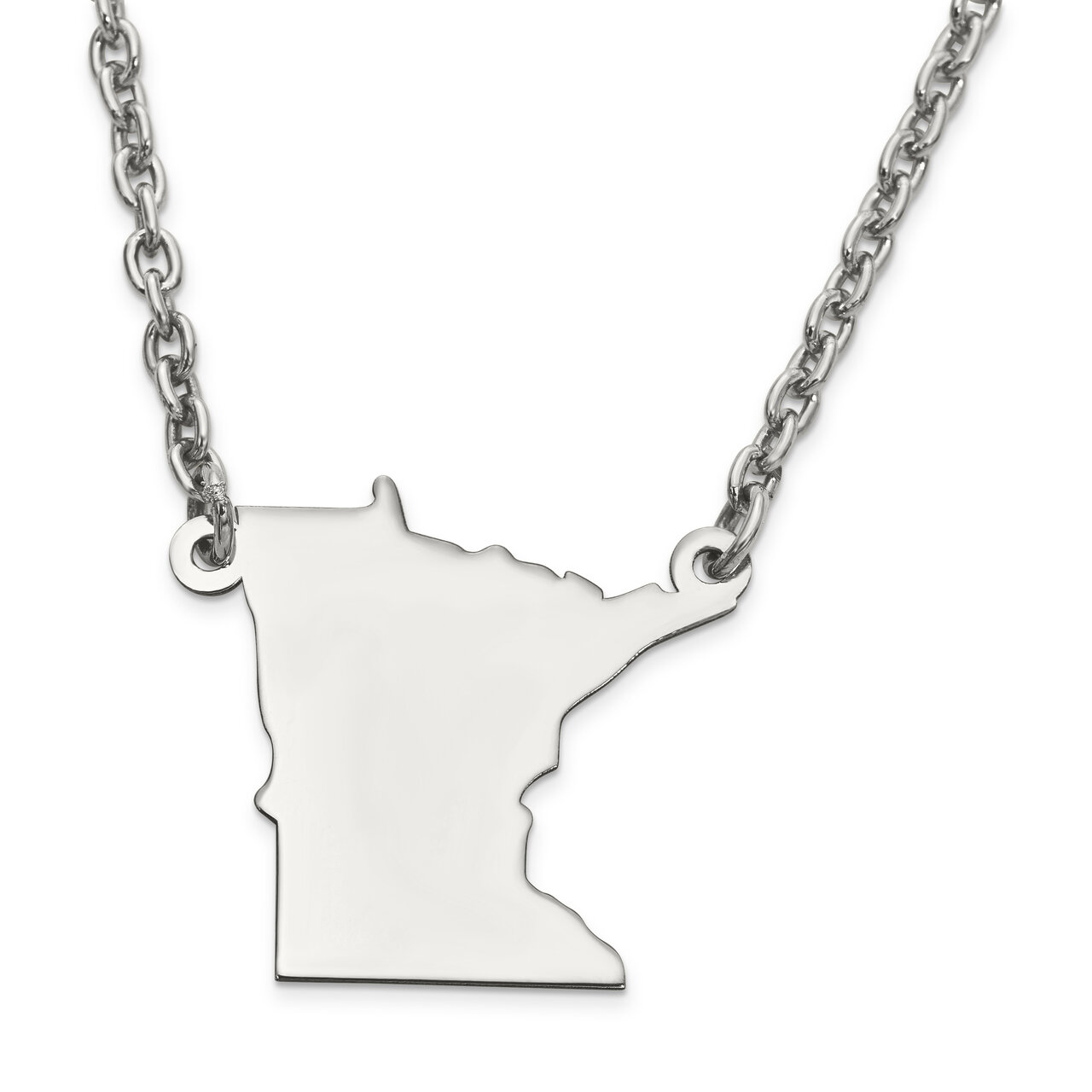Minnesota State Pendant Necklace with Chain Sterling Silver Engravable XNA706SS-MN