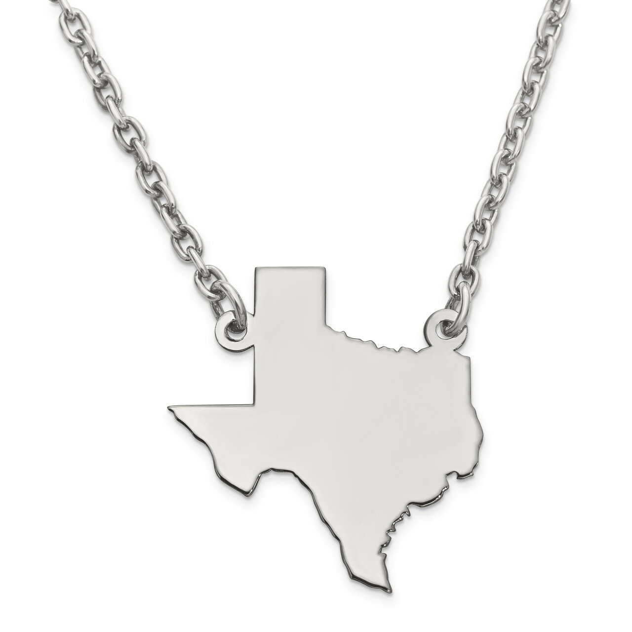 Texas State Pendant Necklace with Chain Sterling Silver Engravable XNA706SS-TX