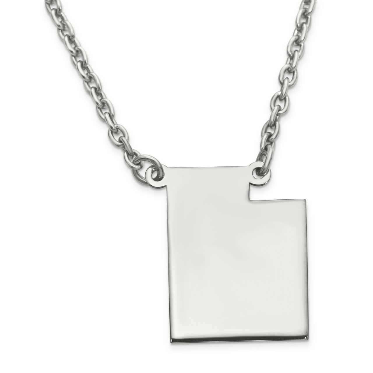 Utah State Pendant Necklace with Chain Sterling Silver Engravable XNA706SS-UT