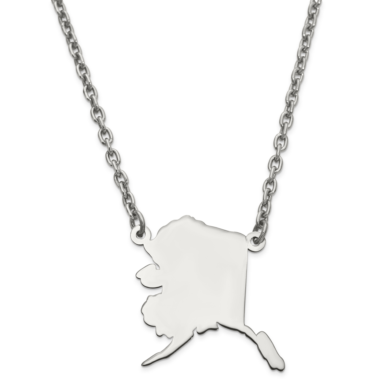 Alaska State Pendant Necklace with Chain 14k White Gold Engravable XNA706W-AK, MPN: XNA706W-AK, 886…