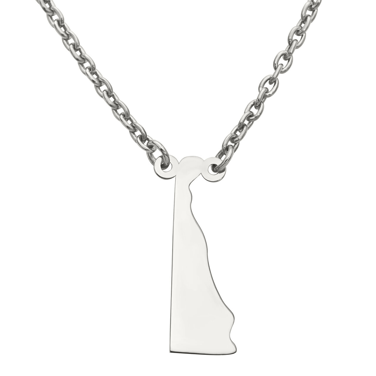 Delaware State Pendant Necklace with Chain 14k White Gold Engravable XNA706W-DE, MPN: XNA706W-DE, 8…