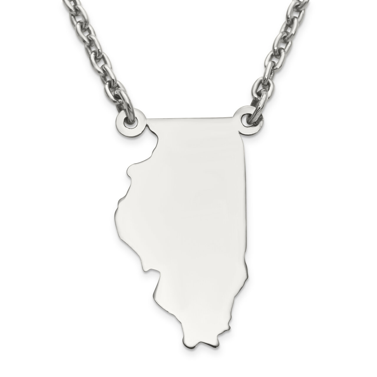Illinois State Pendant Necklace with Chain 14k White Gold Engravable XNA706W-IL