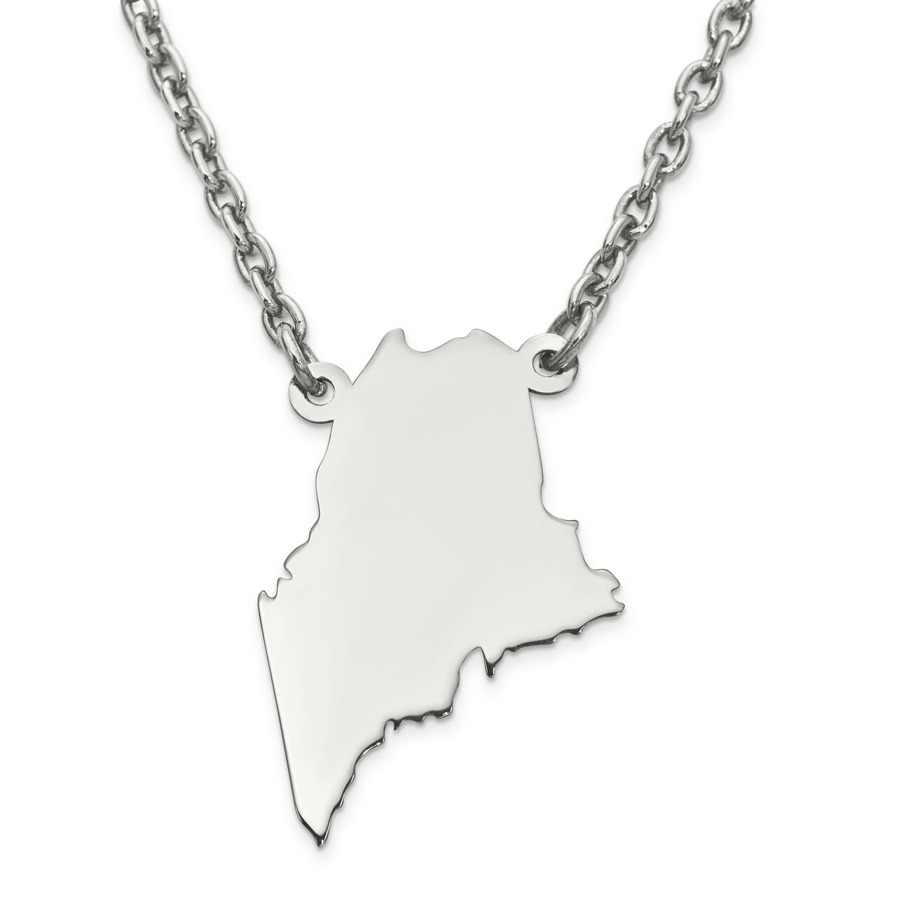 Maine State Pendant Necklace with Chain 14k White Gold Engravable XNA706W-ME