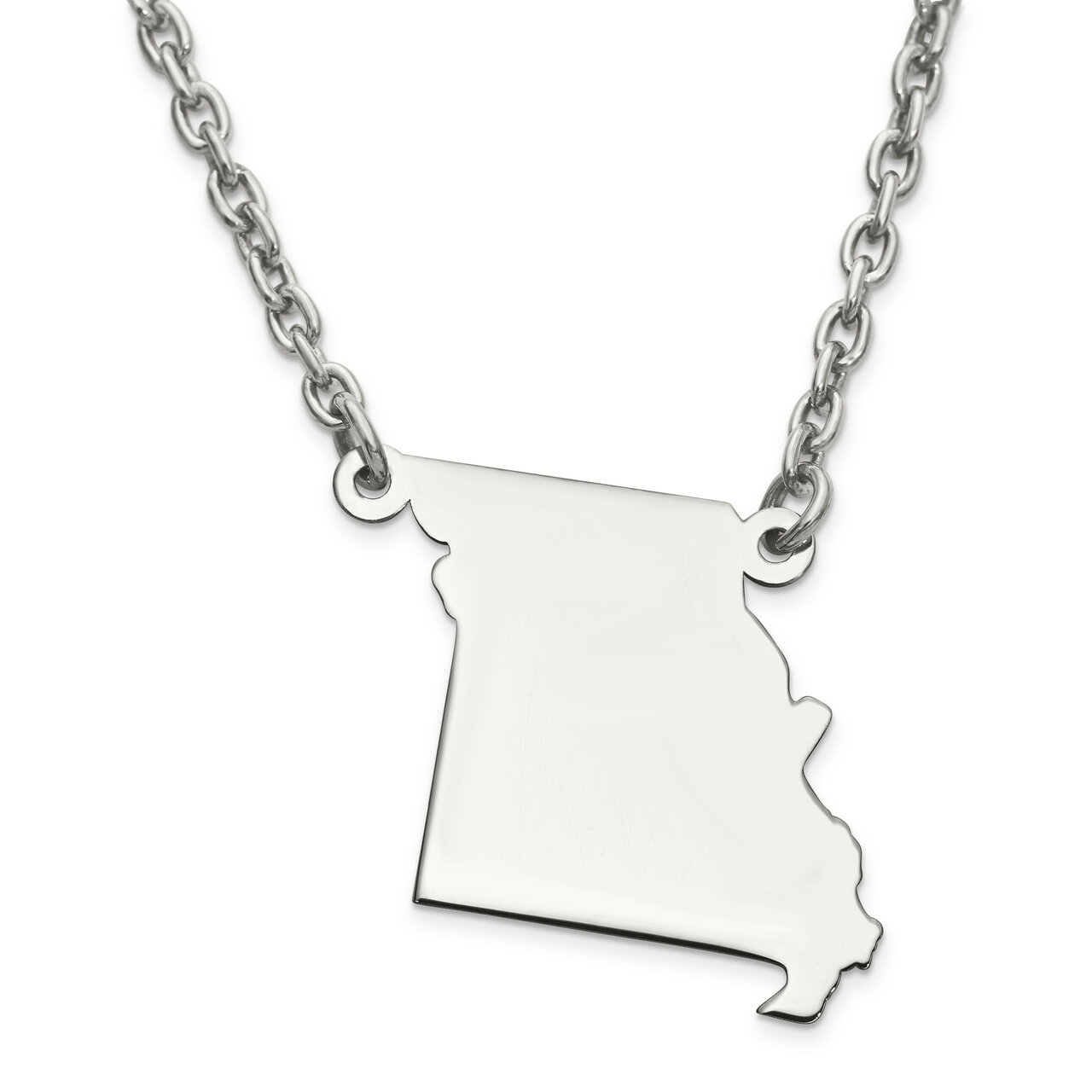 Missouri State Pendant Necklace with Chain 14k White Gold Engravable XNA706W-MO, MPN: XNA706W-MO, 8…