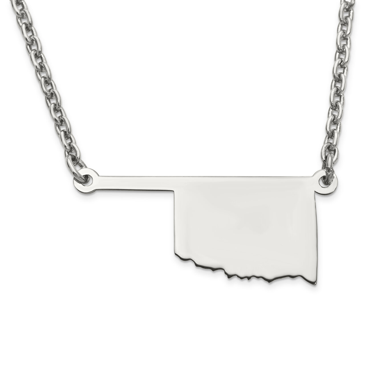 Oklahoma State Pendant Necklace with Chain 14k White Gold Engravable XNA706W-OK