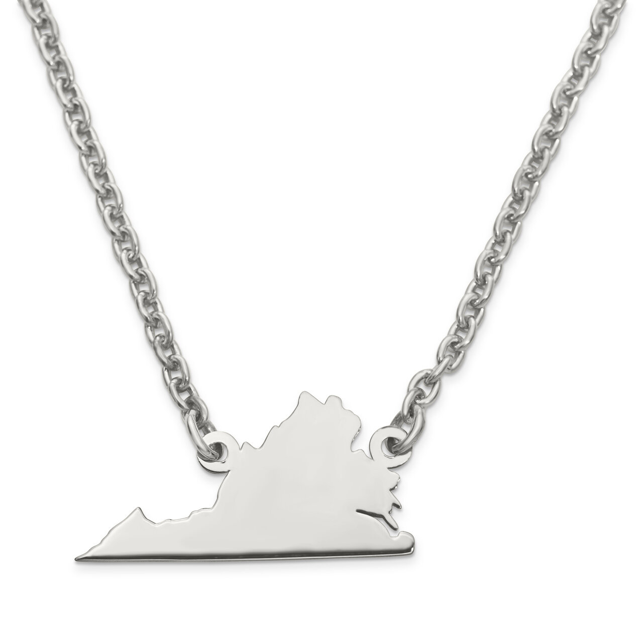 Virginia State Pendant Necklace with Chain 14k White Gold Engravable XNA706W-VA, MPN: XNA706W-VA, 8…