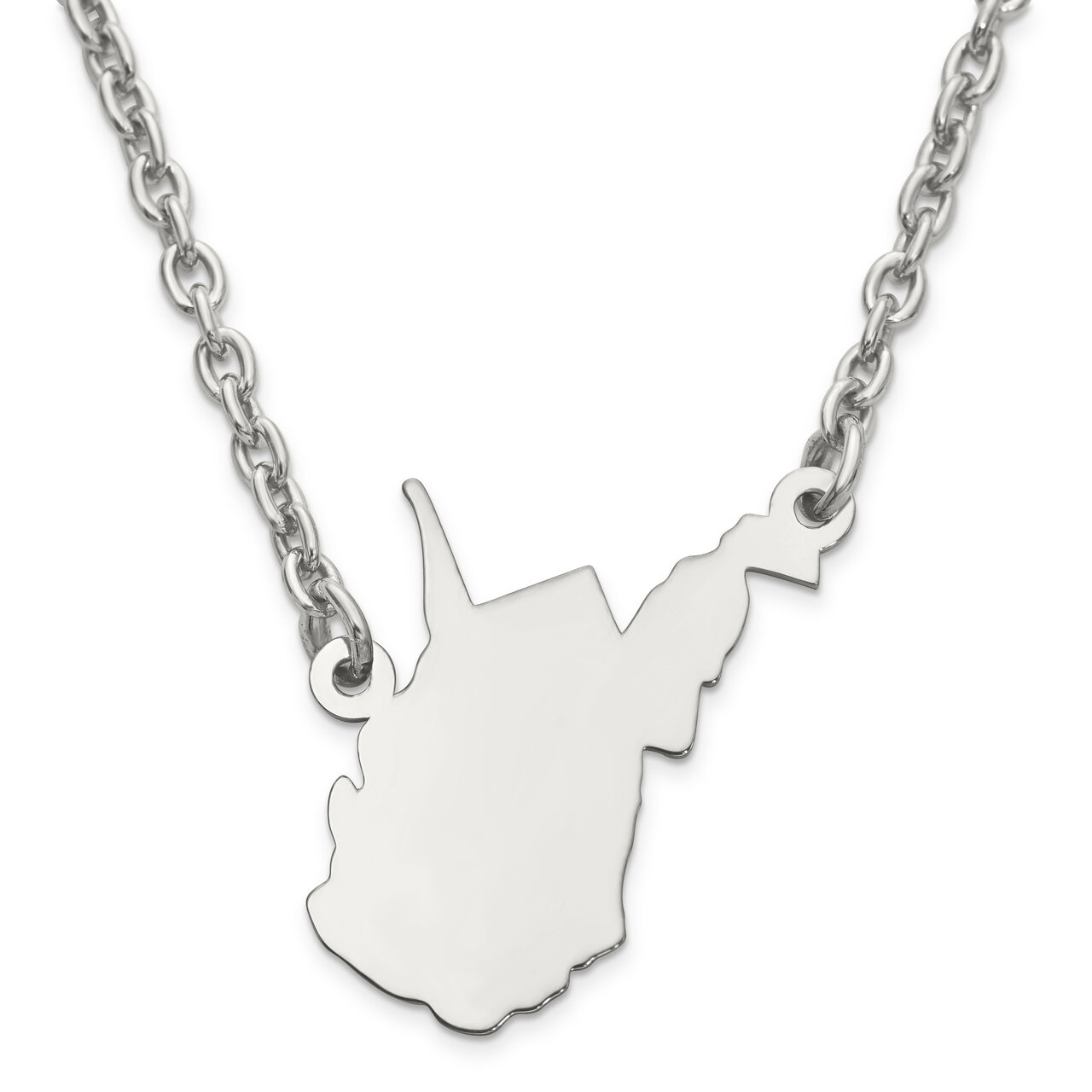 West Virginia State Pendant Necklace with Chain 14k White Gold Engravable XNA706W-WV