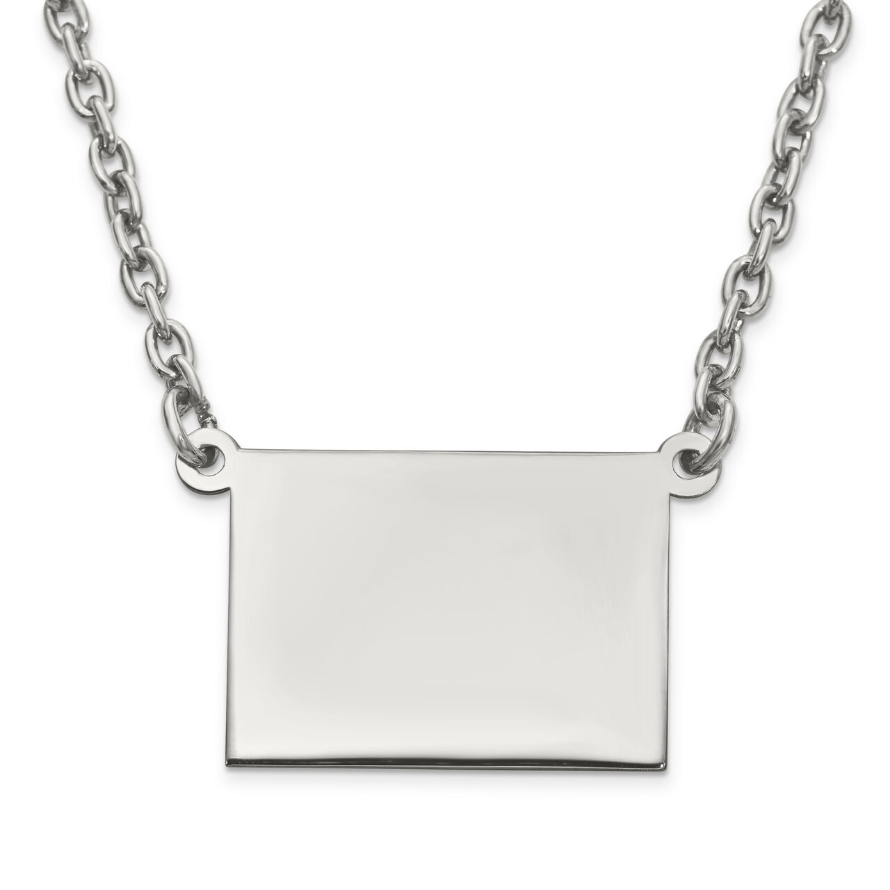 Wyoming State Pendant Necklace with Chain 14k White Gold Engravable XNA706W-WY
