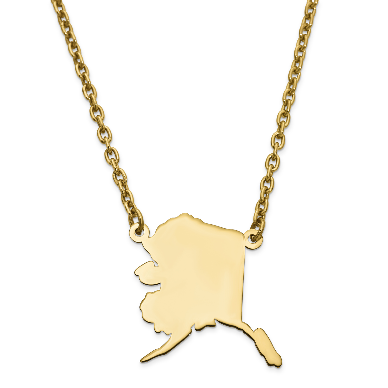 Alaska State Pendant Necklace with Chain 14k Yellow Gold Engravable XNA706Y-AK