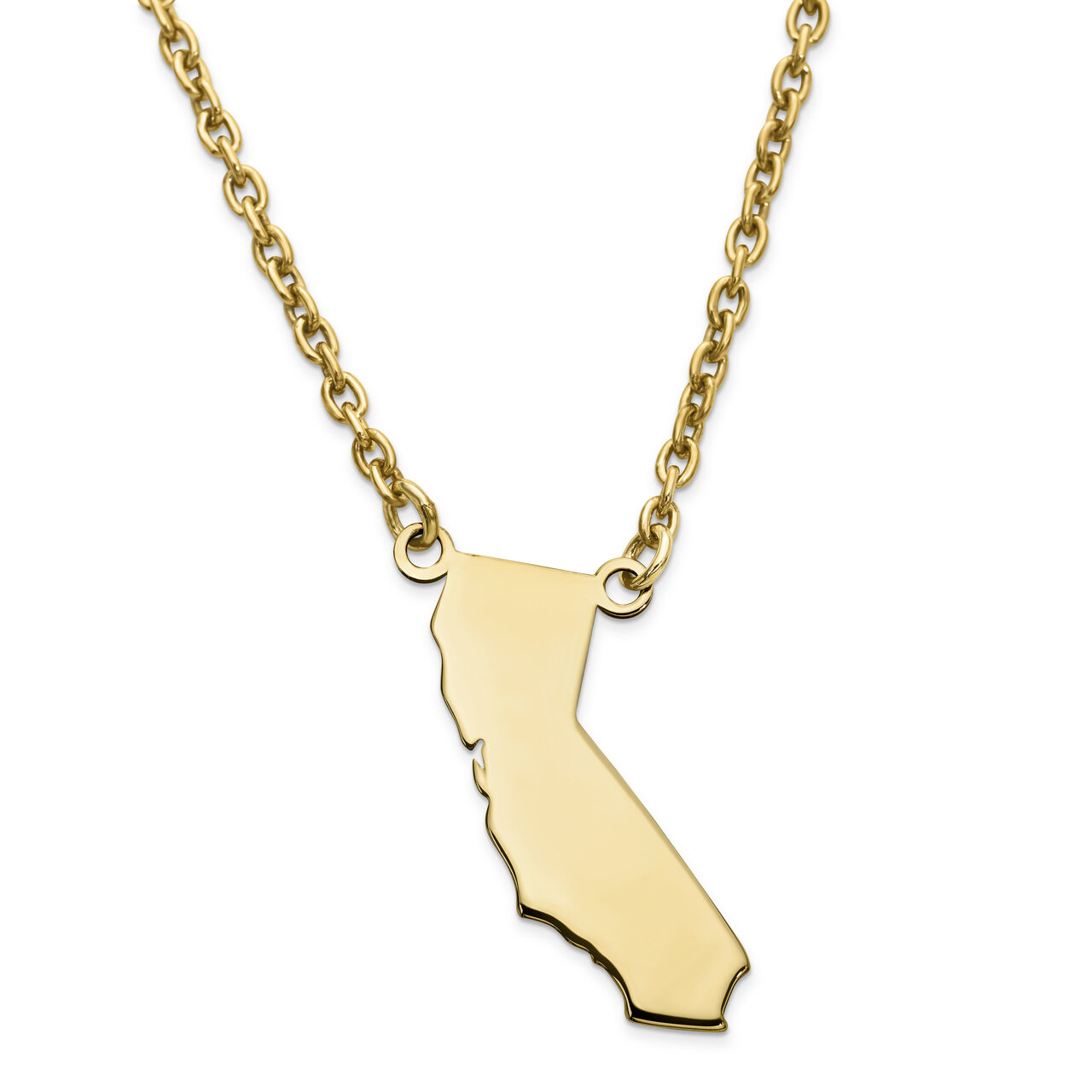 California State Pendant Necklace with Chain 14k Yellow Gold Engravable XNA706Y-CA