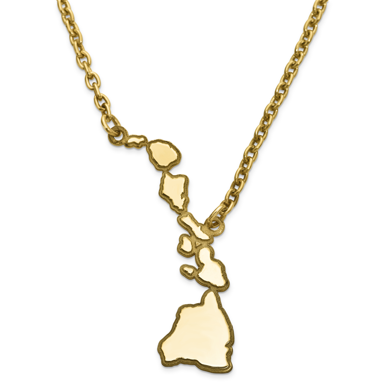 Hawaii State Pendant Necklace with Chain 14k Yellow Gold Engravable XNA706Y-HI