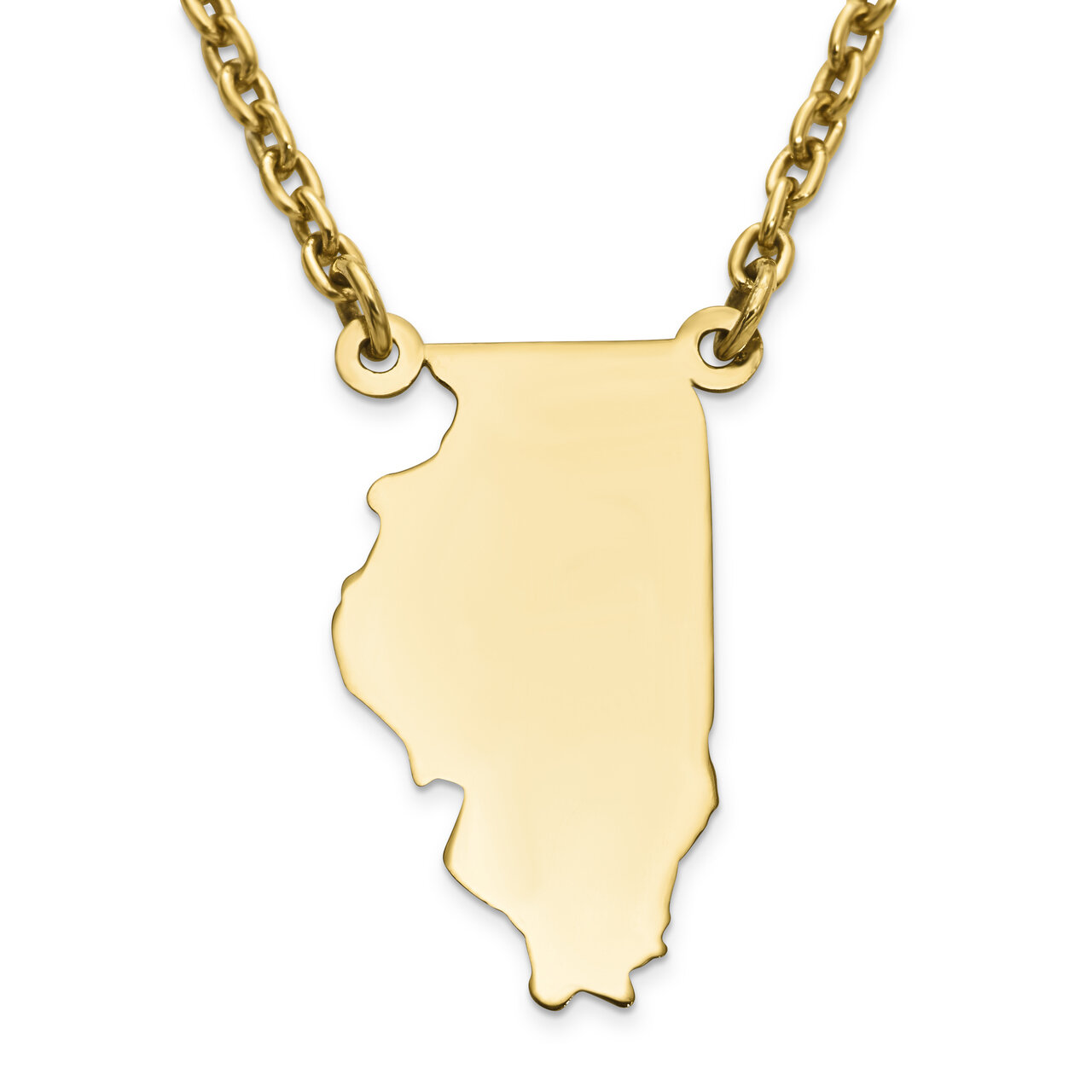 Illinois State Pendant Necklace with Chain 14k Yellow Gold Engravable XNA706Y-IL