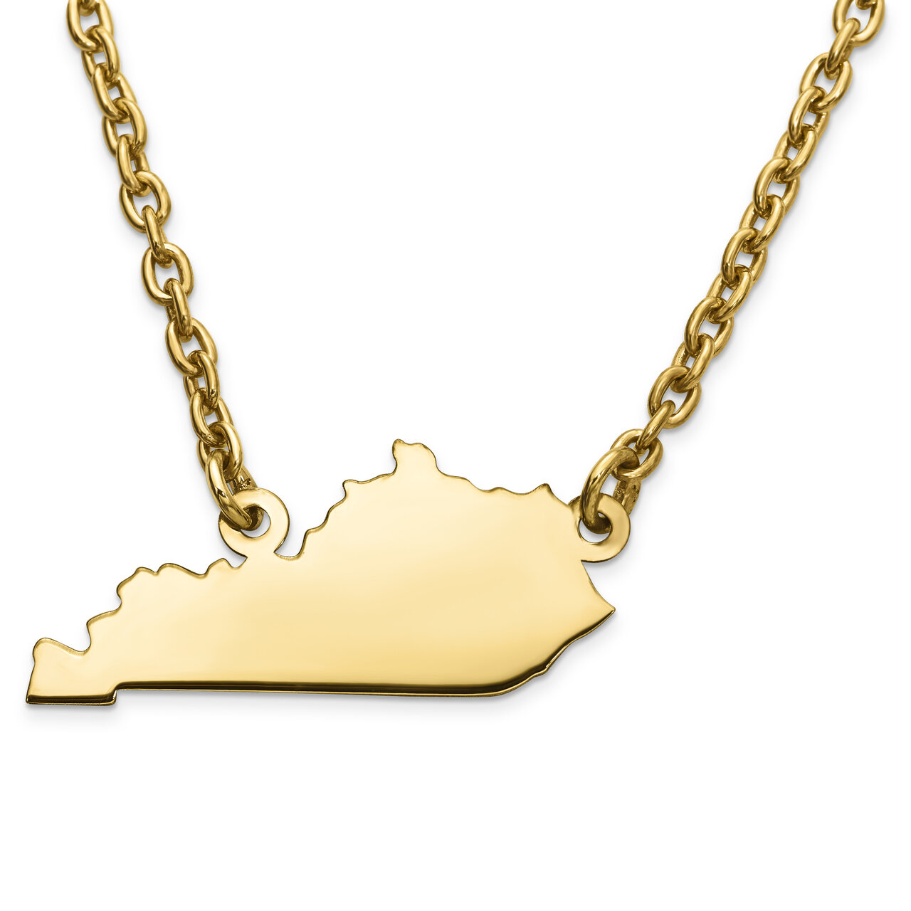Kentucky State Pendant Necklace with Chain 14k Yellow Gold Engravable XNA706Y-KY