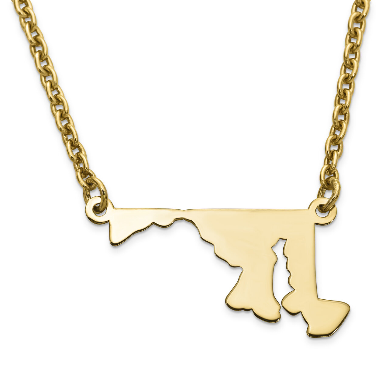 Maryland State Pendant Necklace with Chain 14k Yellow Gold Engravable XNA706Y-MD