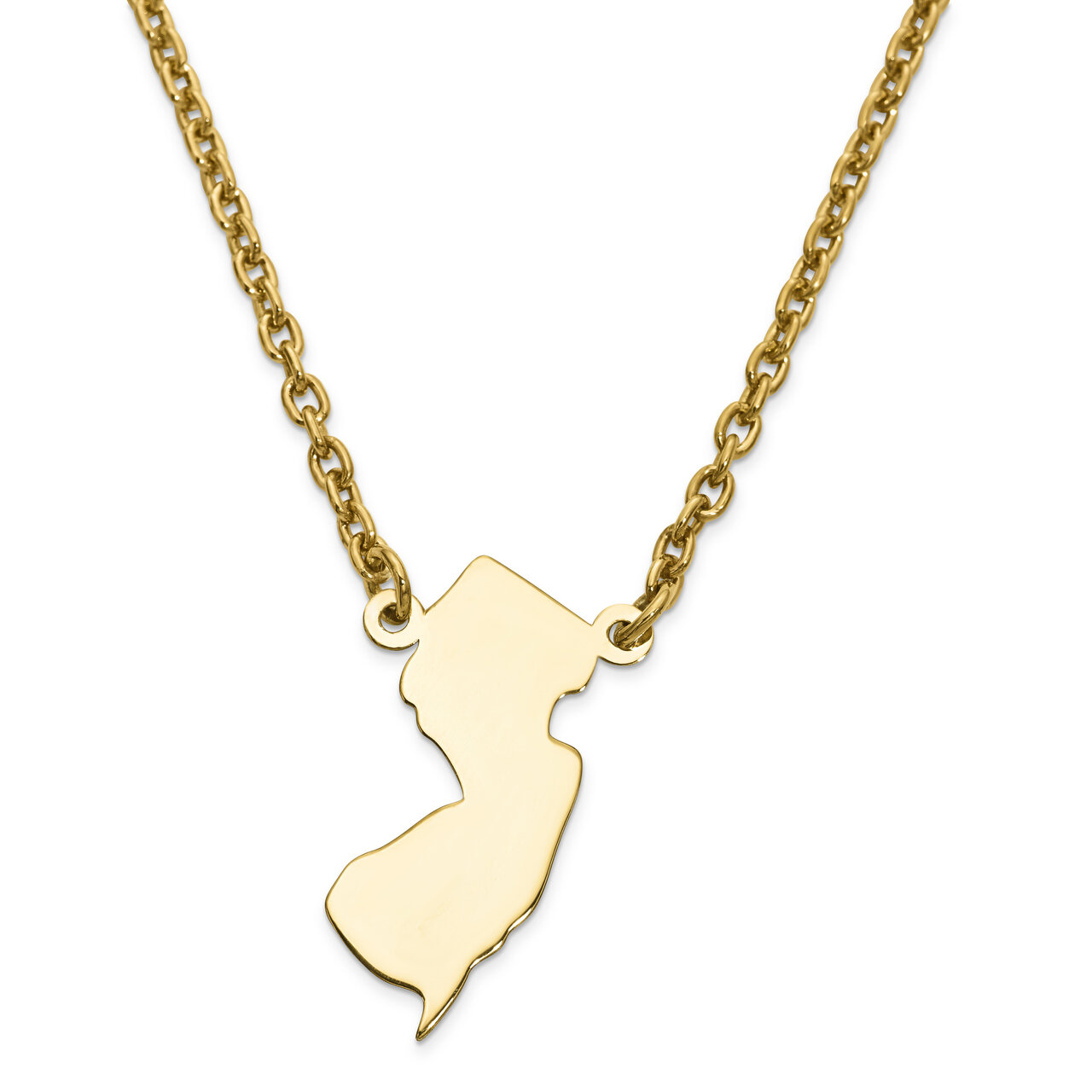 New Jersey State Pendant Necklace with Chain 14k Yellow Gold Engravable XNA706Y-NJ