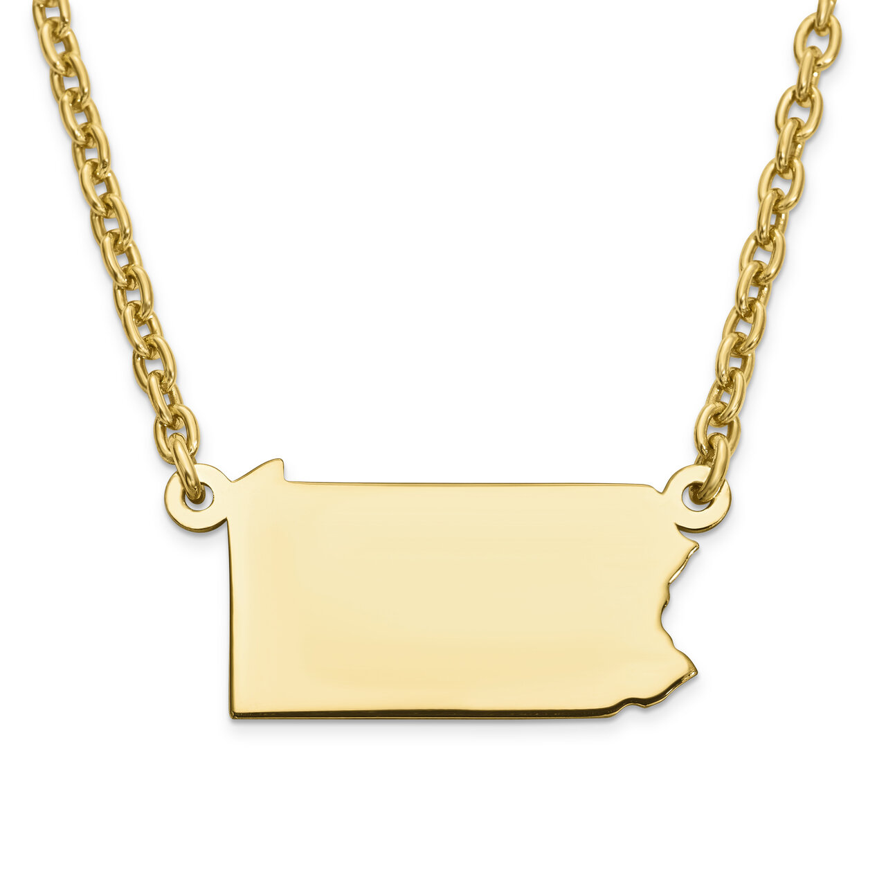 Pennsylvania State Pendant Necklace with Chain 14k Yellow Gold Engravable XNA706Y-PA