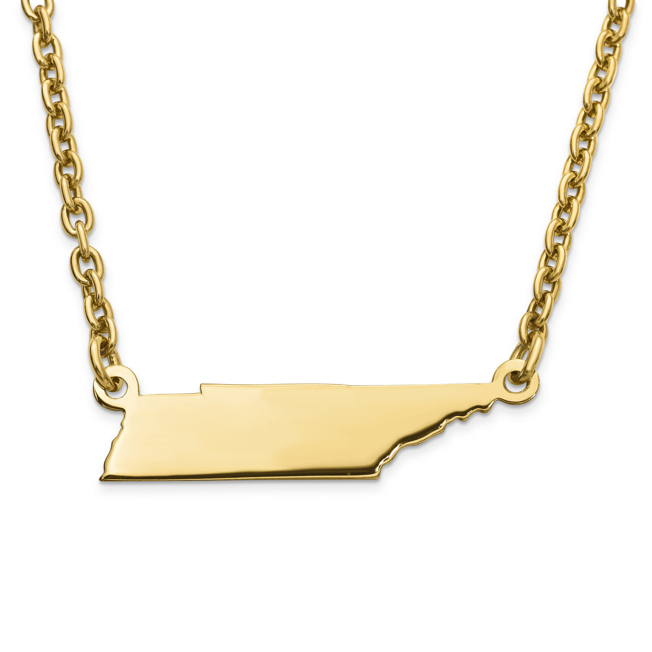 Tennessee State Pendant Necklace with Chain 14k Yellow Gold Engravable XNA706Y-TN