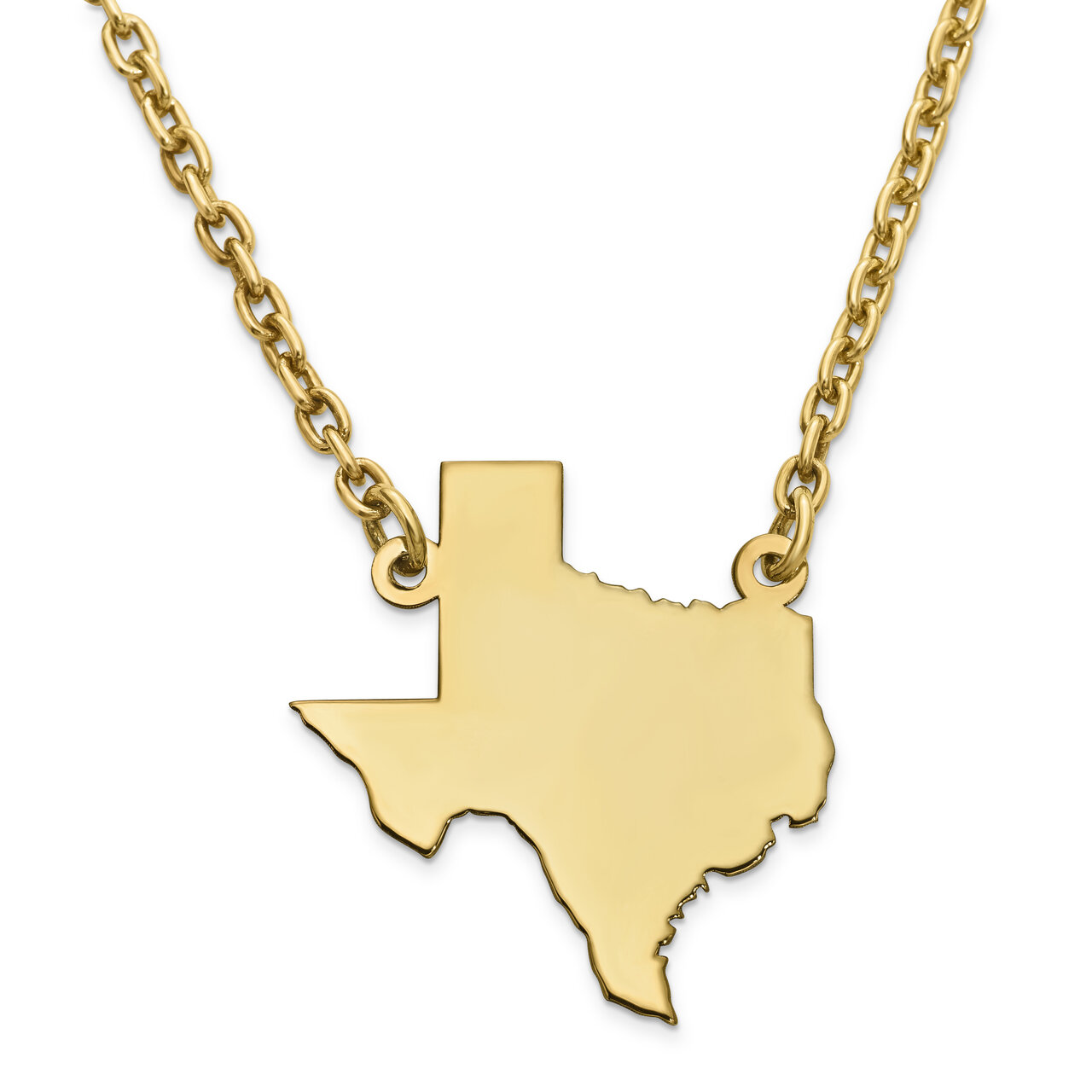 Texas State Pendant Necklace with Chain 14k Yellow Gold Engravable XNA706Y-TX