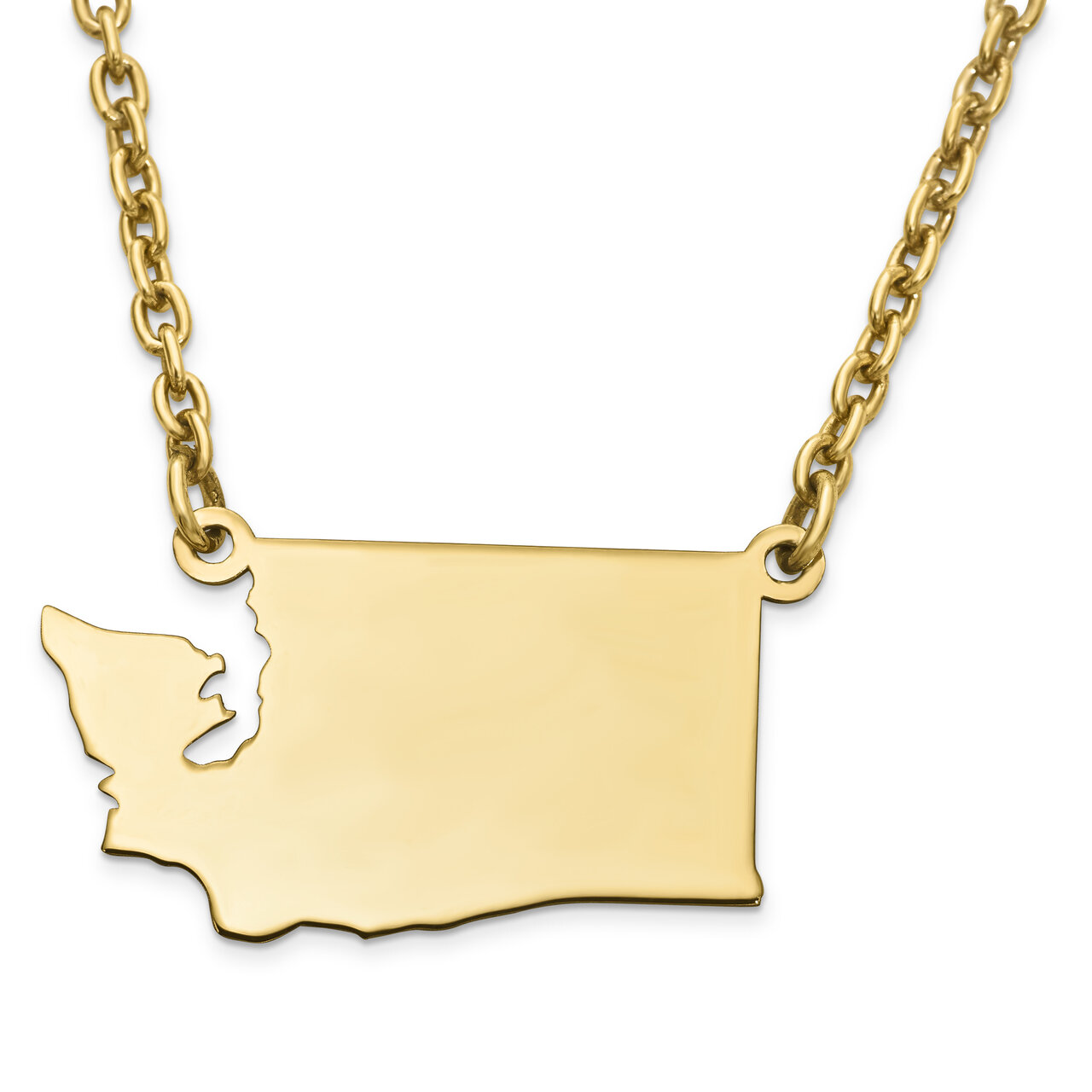 Washington State Pendant Necklace with Chain 14k Yellow Gold Engravable XNA706Y-WA, MPN: XNA706Y-WA…