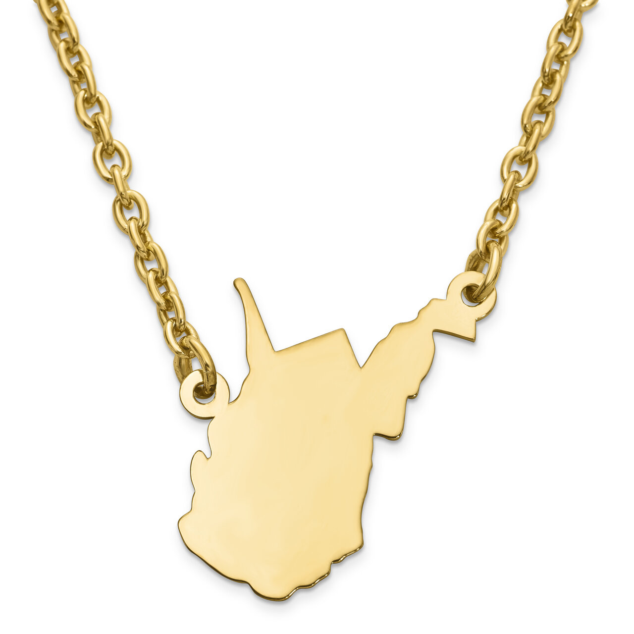 West Virginia State Pendant Necklace with Chain 14k Yellow Gold Engravable XNA706Y-WV