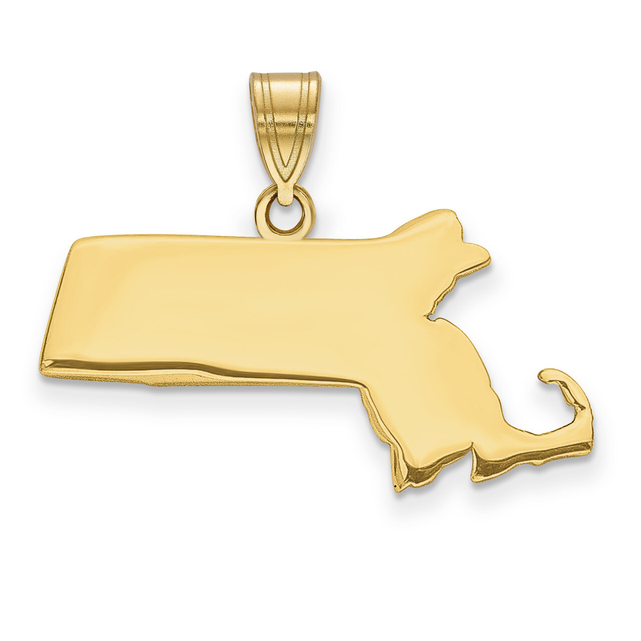Massachusetts State Pendant Charm 14k Yellow Gold Engravable XNA707Y-MA
