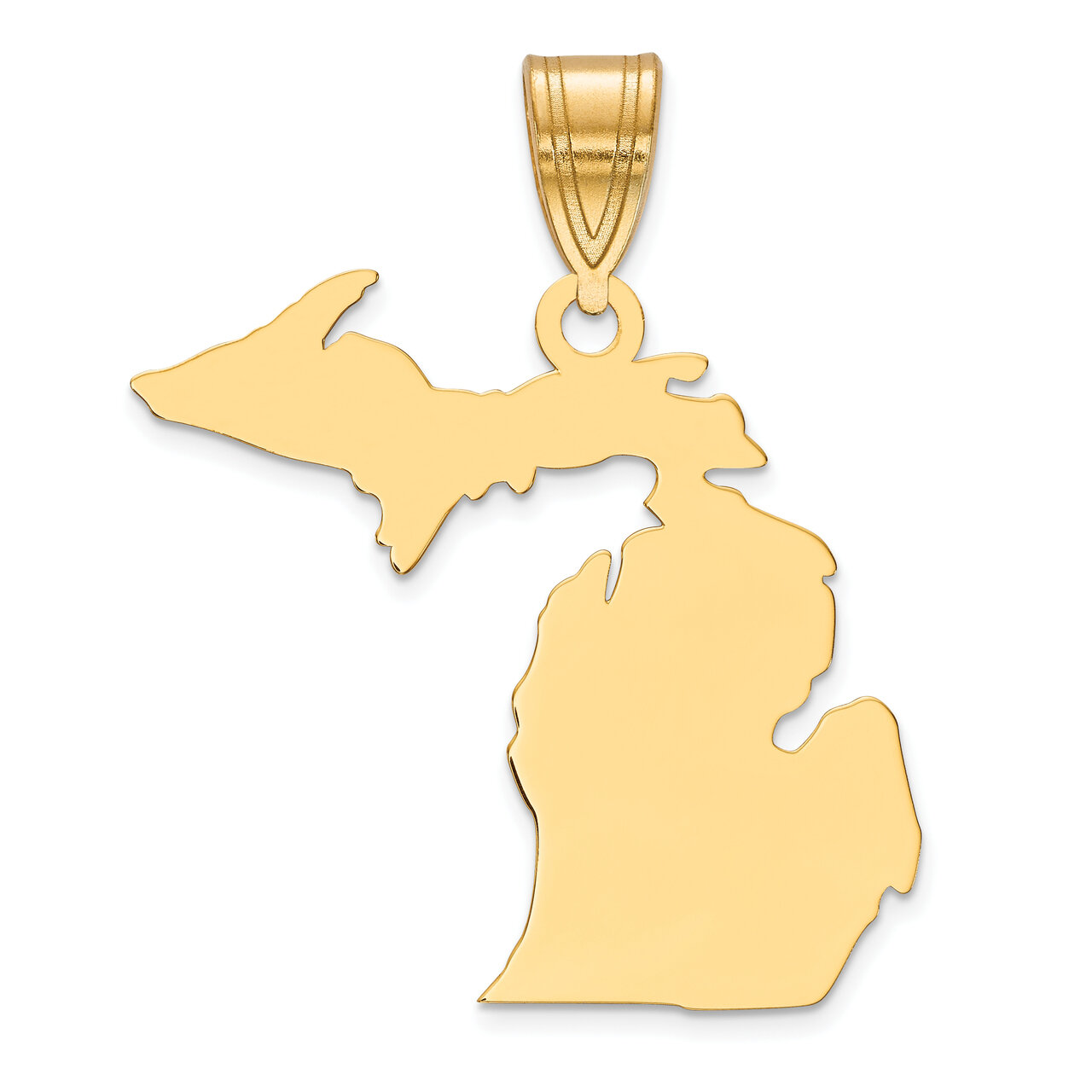 Michigan State Pendant Charm 14k Yellow Gold Engravable XNA707Y-MI