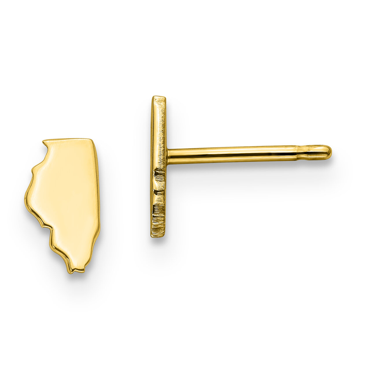 Illinois State Small Earrings Gold-plated on Silver Engravable XNE50GP-IL
