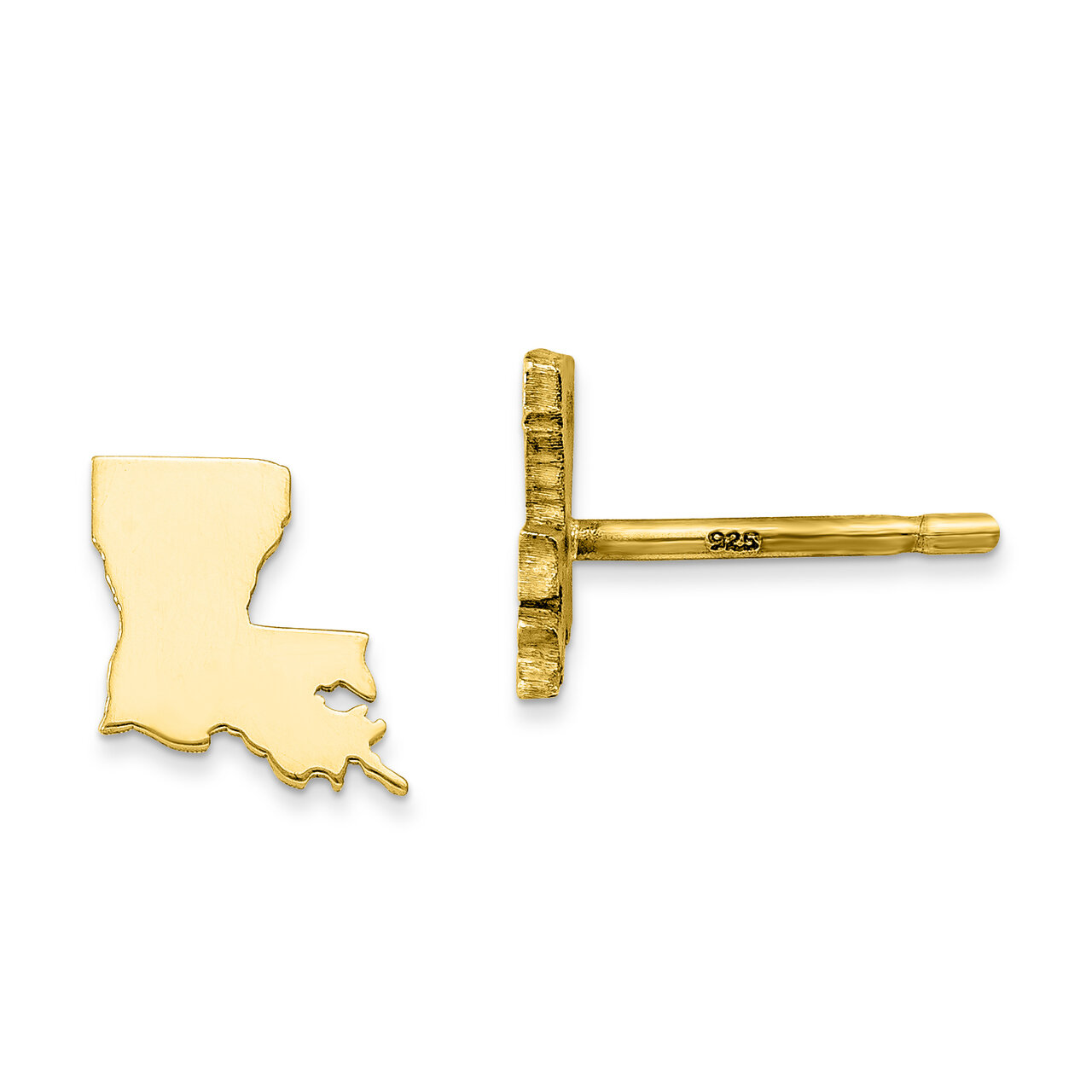 Louisiana State Small Earrings Gold-plated on Silver Engravable XNE50GP-LA