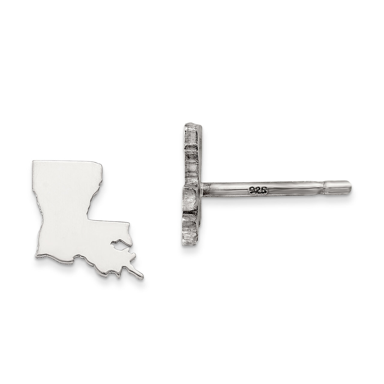 Louisiana State Small Earrings Sterling Silver Engravable XNE50SS-LA