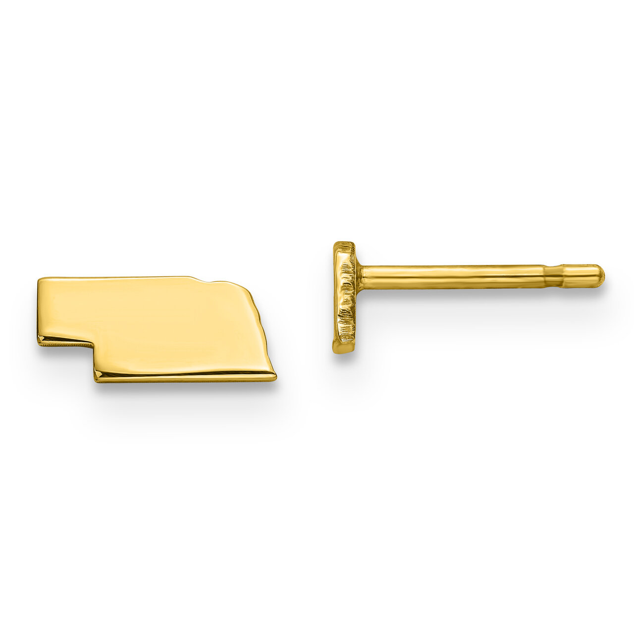Nebraska State Small Earrings 14k Yellow Gold Engravable XNE50Y-NE, MPN: XNE50Y-NE, 886774759111