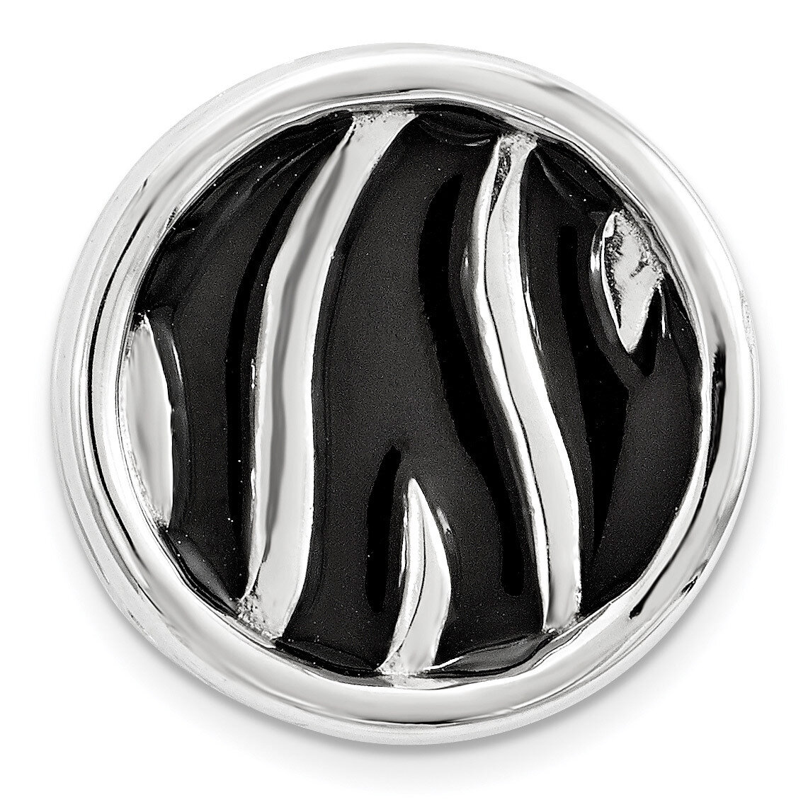 Black Enameled Zebra Print Chain Slide Sterling Silver Small QSK1689