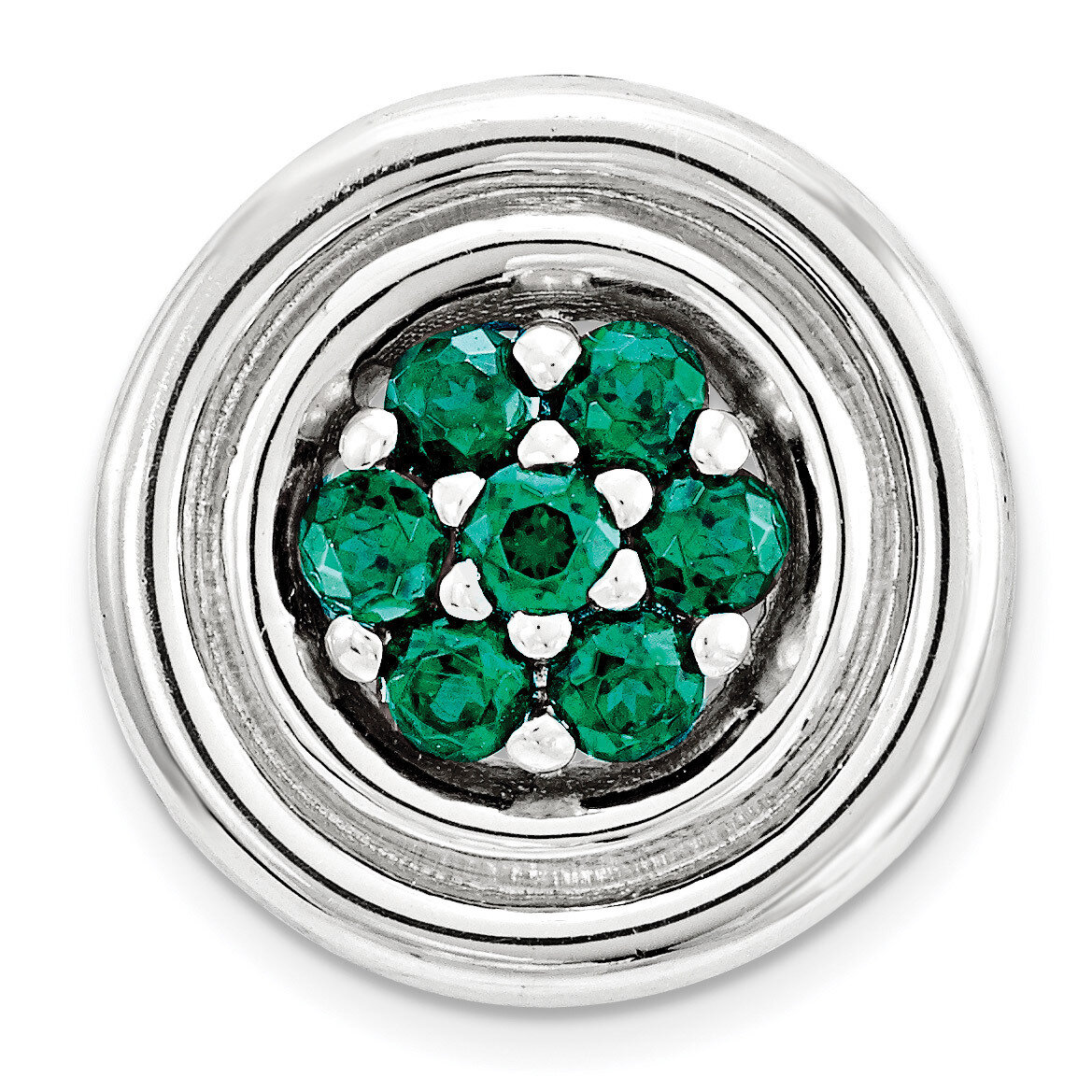 Created Emerald Chain Slide Sterling Silver Small QSK1724, MPN: QSK1724, 886774640402