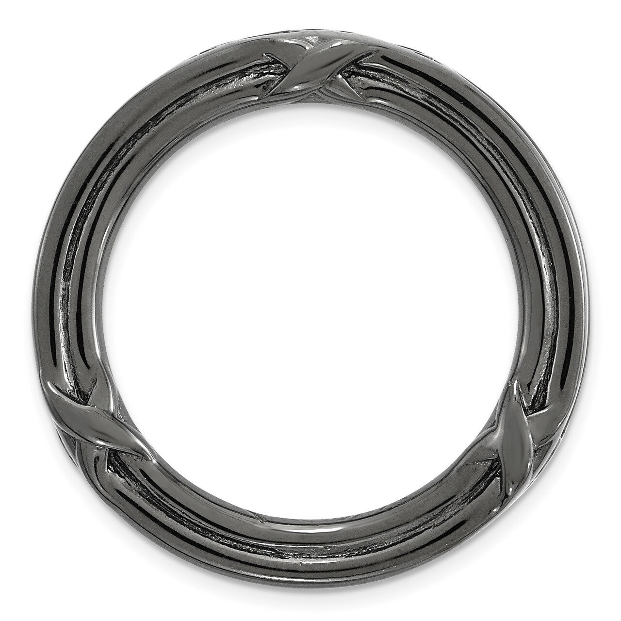Medium Polished Chain Slide Sterling Silver Black-plated QSK1740