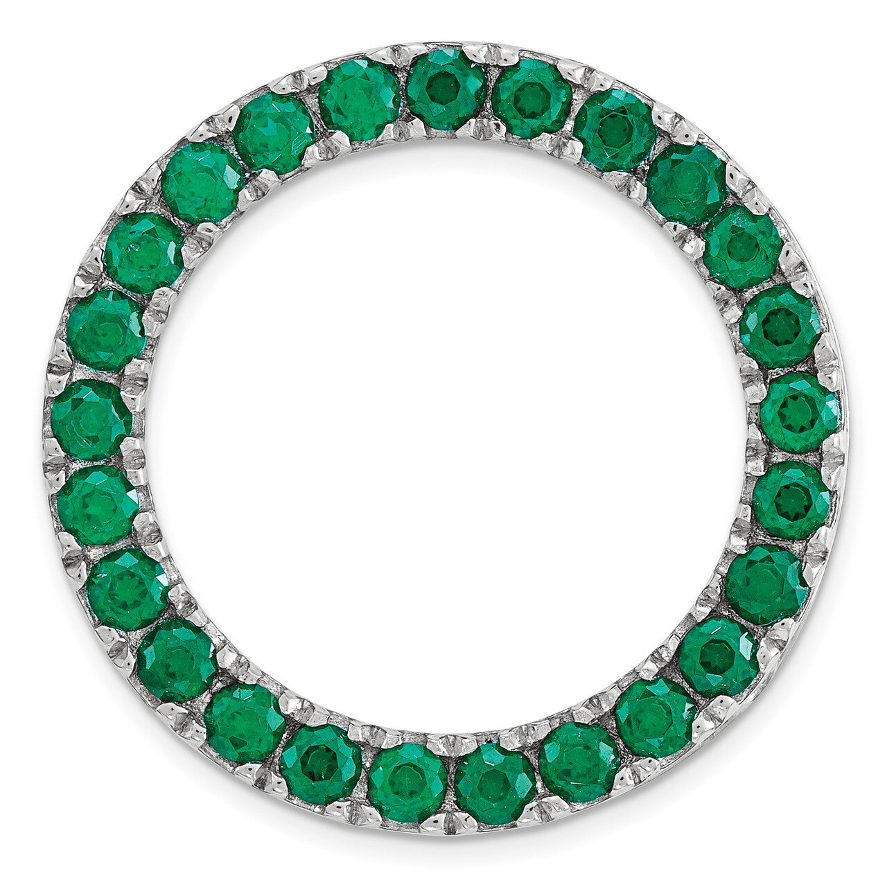 Created Emerald Chain Slide Sterling Silver Medium QSK1757