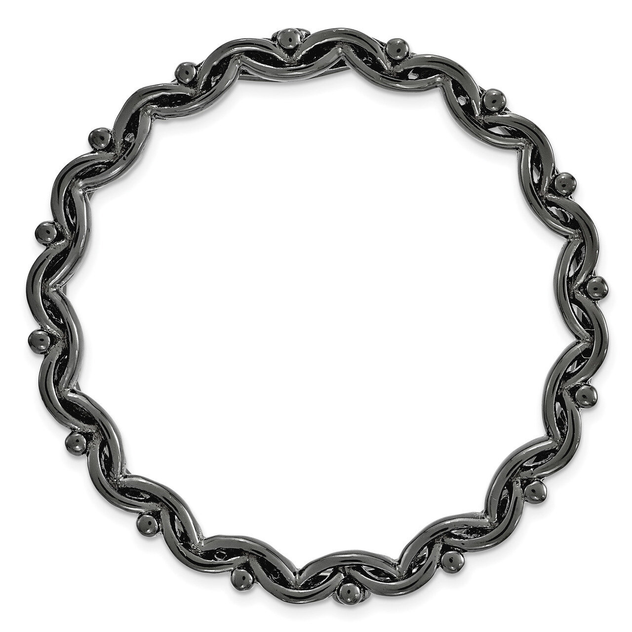 Large Polished Chain Slide Sterling Silver Black-plated QSK1773